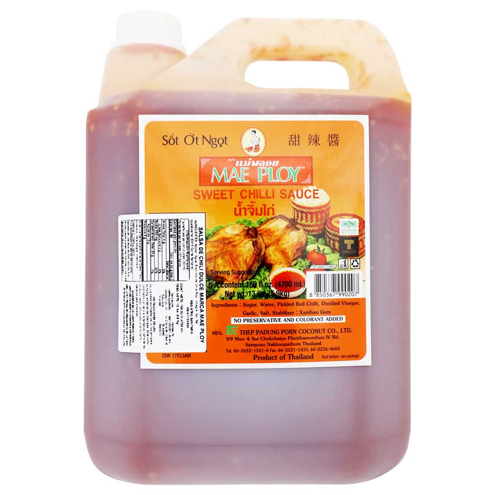 Salsa de chile agridulce marca Mae Ploy de 4,5 litros